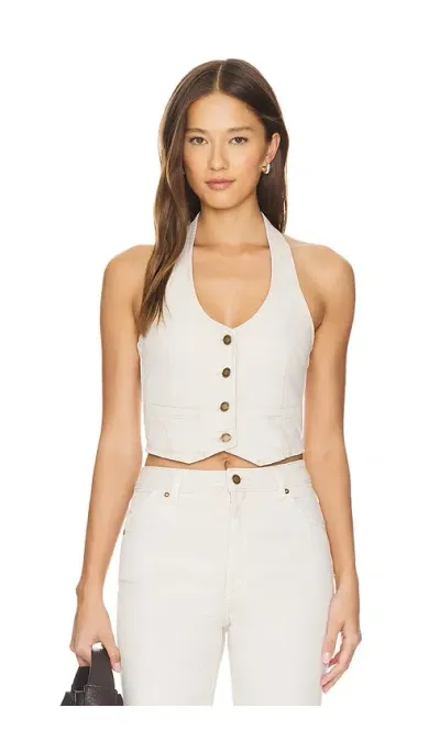 Rolla's Crop Denim Halter Vest In Off White