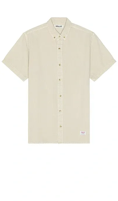 Rolla's Men At Work Short Sleeve Oxford Shirt In Beige