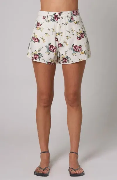 Rolla's Mirage Floral High Waist Denim Shorts In Cream Floral