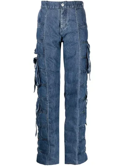 Romeo Hunte Brick Puffer Padded Jeans In Blue