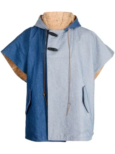 Romeo Hunte Varick Reversible Cork Poncho In Blue