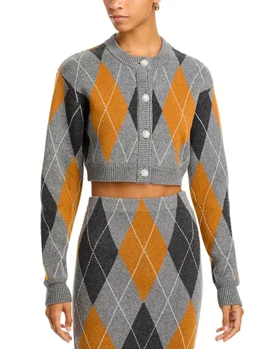 Ronny Kobo Abeje Cropped Cardigan In Cinnamon/slate Grey