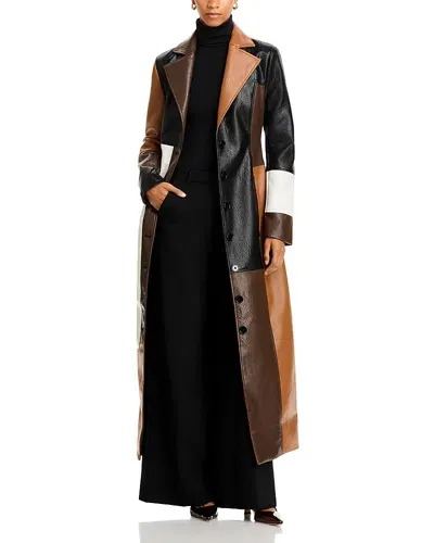 Ronny Kobo Carla Faux Leather Coat In Cinnamon/chocolate Brown