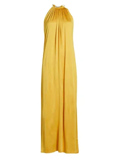 Ronny Kobo Women's Estere Satin Halter Maxi Dress In Amber