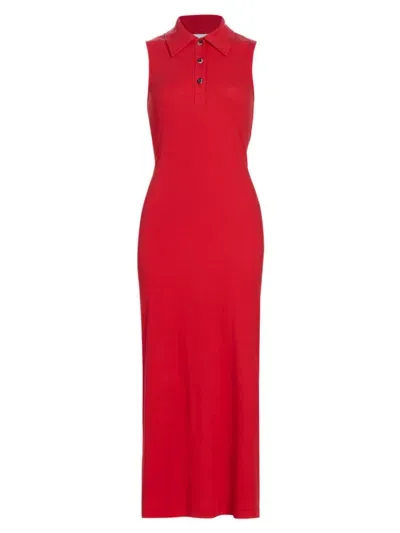 Rosetta Getty Organic Cotton Polo Midi Dress In Tomato