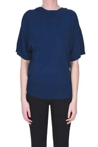 Rosso Puro Back Neckline Pullover In Navy Blue