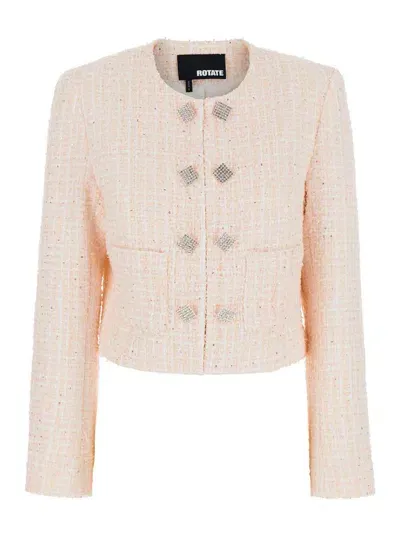 Rotate Birger Christensen Boucle Cropped Jacket In Neutrals