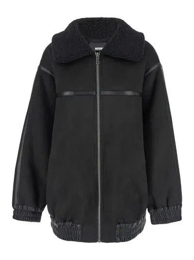 Rotate Birger Christensen Oversized Bomber Jacket In Black