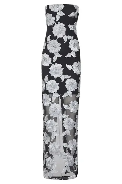 Rotate Birger Christensen Flower Mesh Tube Dress In Grey