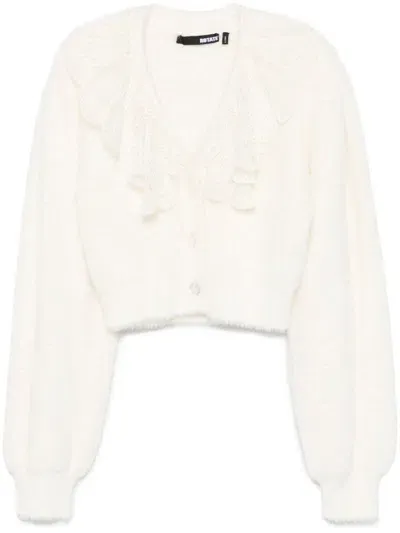 Rotate Birger Christensen Lace Collar Knit Cardigan In White