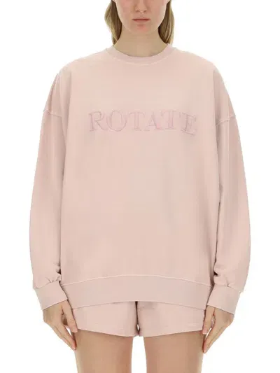 Rotate Birger Christensen Rotate Sweatshirt With Logo In Pink