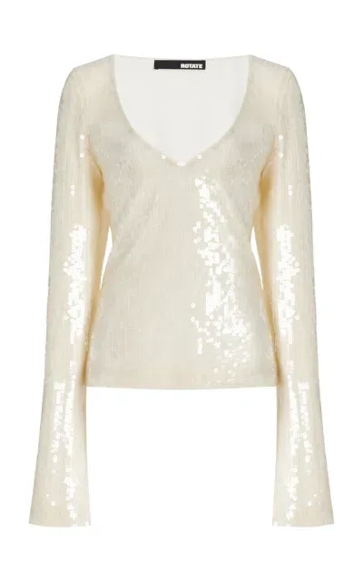 Rotate Birger Christensen Sequined Satin Top In Grey