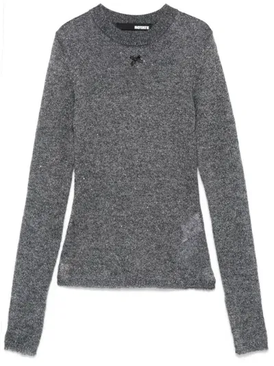 Rotate Birger Christensen Sequins Knit Sweater In Grey