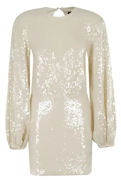 Rotate Birger Christensen Sequins Short Dress In Beige