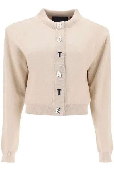 Rotate Birger Christensen Logo-lettering Cardigan In Beige