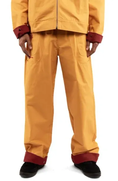 Round Two Lunch Break Cotton Twill Pants In Mustard