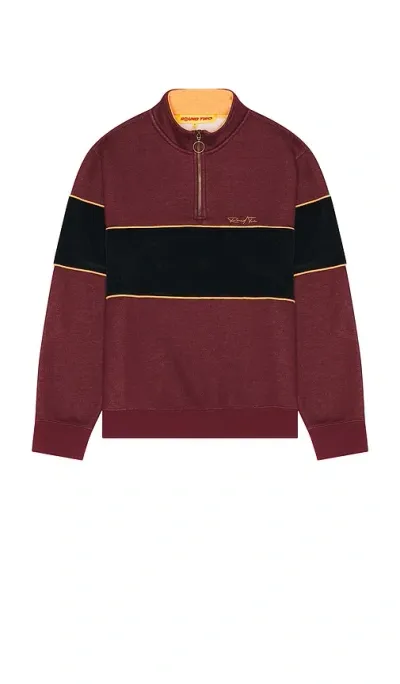 Round Two Quarter Zip Sweater In Maroon Heather