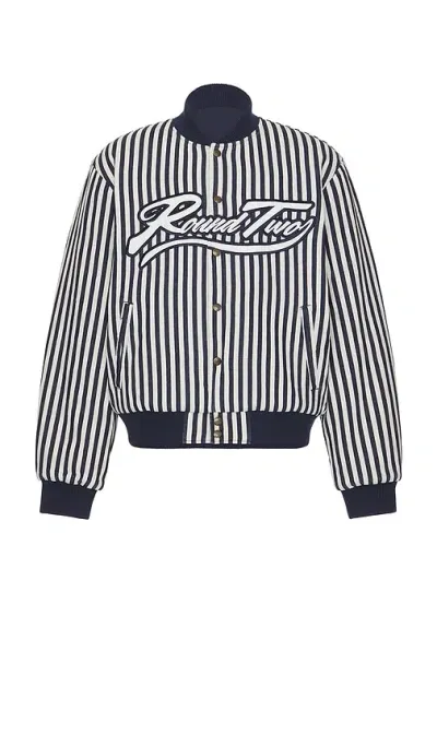 Round Two Reversible  Varsity Jacket In 蓝底碎花