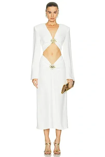 Rowen Rose Sun-appliqué Cady Maxi Dress In White