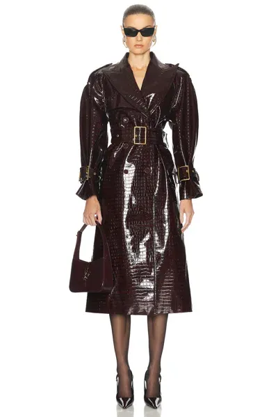 Rowen Rose Oversized Trench Coat In Bordeaux