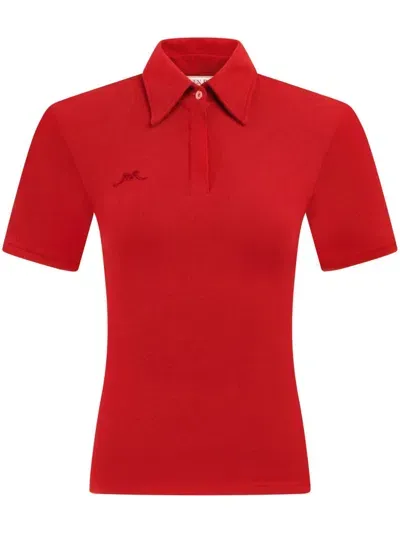 Rowen Rose Shoulder-padded Jersey Polo Shirt In Rot