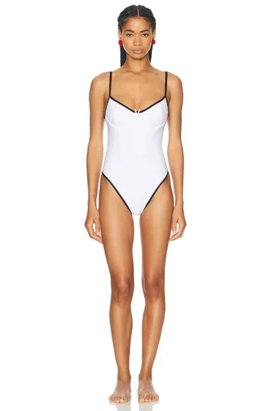 Rowen Rose Underwire One Piece Swimsuit In White & Black