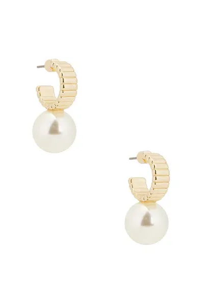 Roxanne Assoulin Swan Hoop Earrings In Shiny Gold & Ivory