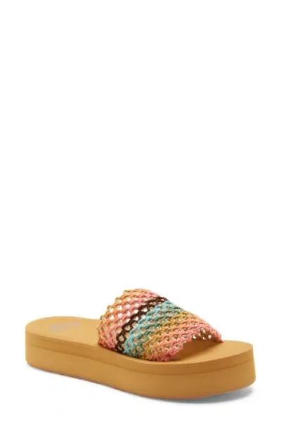 Roxy Dayzie Platform Slide Sandal In Beige Multi