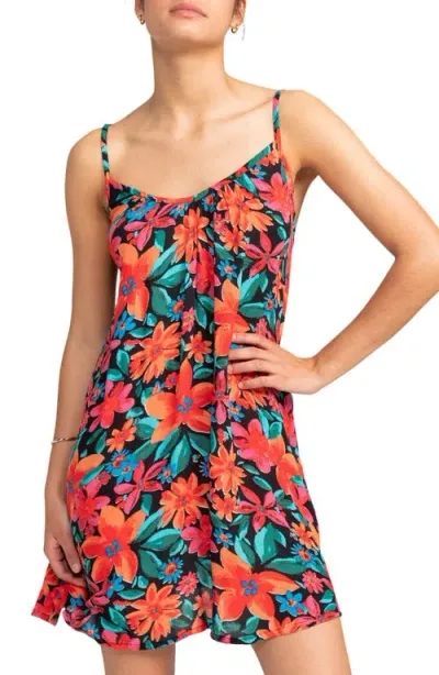 Roxy Floral Minidress In Anthracite Floral