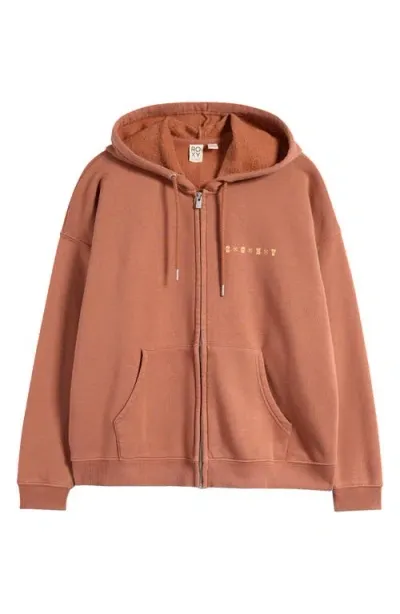 Roxy Line-up Graphic Zip-up Hoodie In Russet