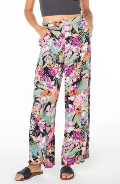 Roxy Midnight Avenue Floral Wide Leg Pants In P Tropical