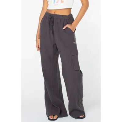 Roxy Precious Cargo Beach Cotton Gauze Pants In Phantom