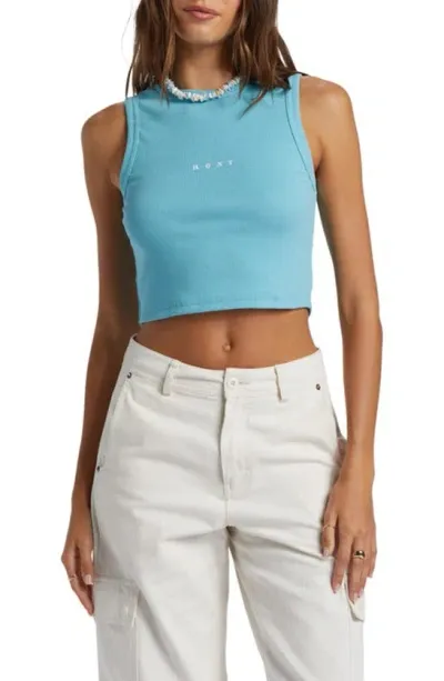 Roxy Roxify Sleeveless Rib Crop Top In Maui Blue