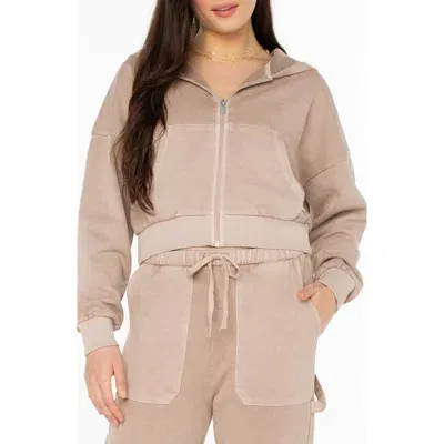 Roxy Sahara Vibes Crop Hoodie In Warm Taupe