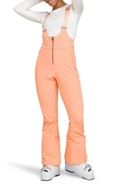 Roxy Summit Snow Bib Pants In Peach Pink