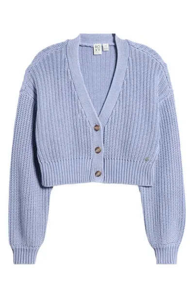 Roxy Sundaze Washed Cotton Crop Cardigan In Infinity Blue