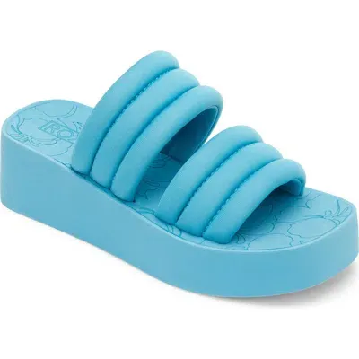 Roxy Totally Tubular Platform Wedge Slide Sandal In Aqua