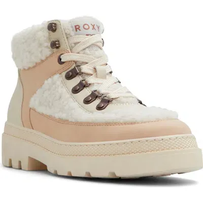 Roxy Venture Out Faux Shearling Bootie In Open Natural