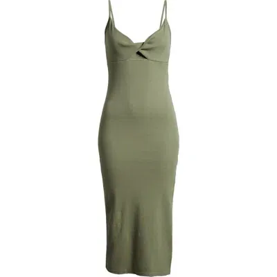 Roxy Wavey Lady Ribbed Body-con Dress In Oil Green