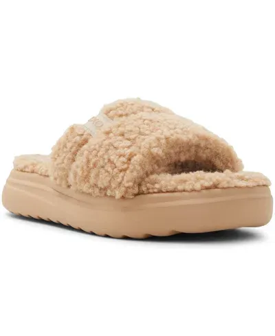 Roxy Gelato Lux Faux Shearling Slide Sandal In Brown