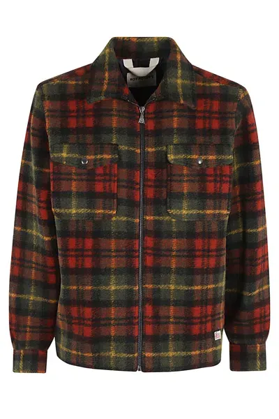 Roy Rogers Giubbotto Overshirt Lana Check In Rosso Verde