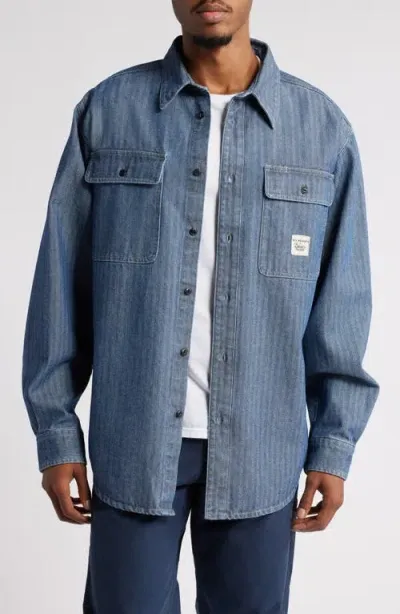 Roy Roger's X Dave's New York Roy Rogers X Dave's New York Time Off Shirt Jacket In Recycled Indigo Chevronrinse