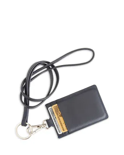 Royce New York Leather Lanyard Card Case In Navy Blue