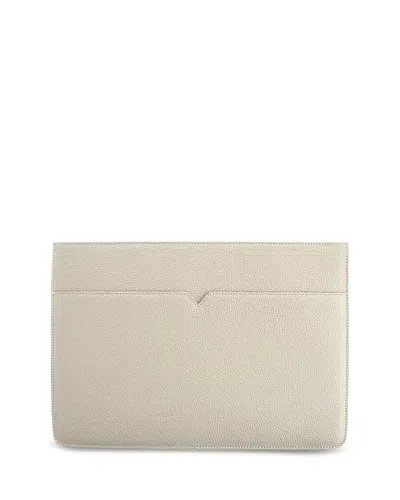 Royce New York Pebble Grain Leather 13 Laptop Sleeve In Taupe