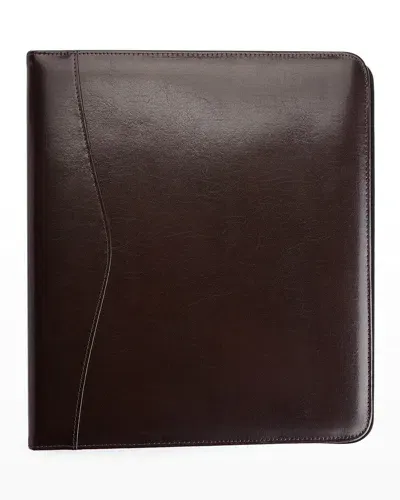 Royce New York Personalized Leather 2" Ring Binder In Brown