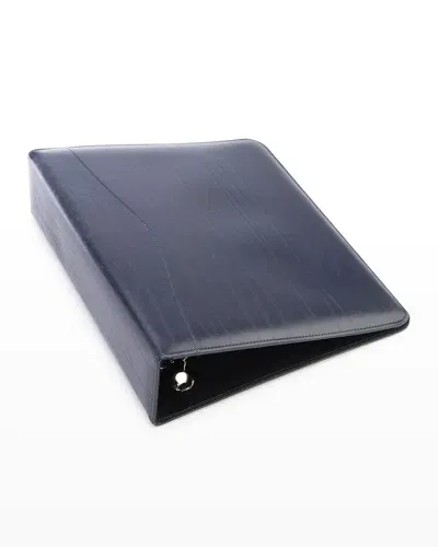 Royce New York Personalized Leather 2" Ring Binder In Navy Blue