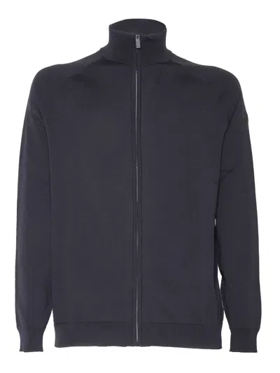 Rrd Amos Cotton Full Zip Knit In Black