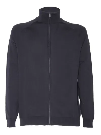 Rrd - Roberto Ricci Design Amos Cotton Full Zip Knit In Black