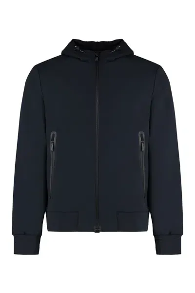 Rrd - Roberto Ricci Design Summer Technical Fabric Hooded Jacket In Blue Black