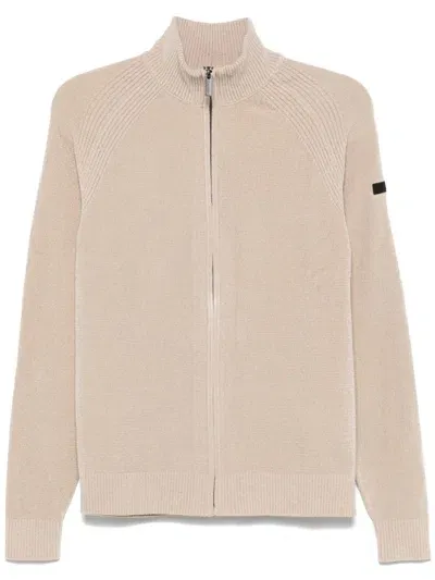 Rrd Velvet-finish Zip-up Cardigan In Nude